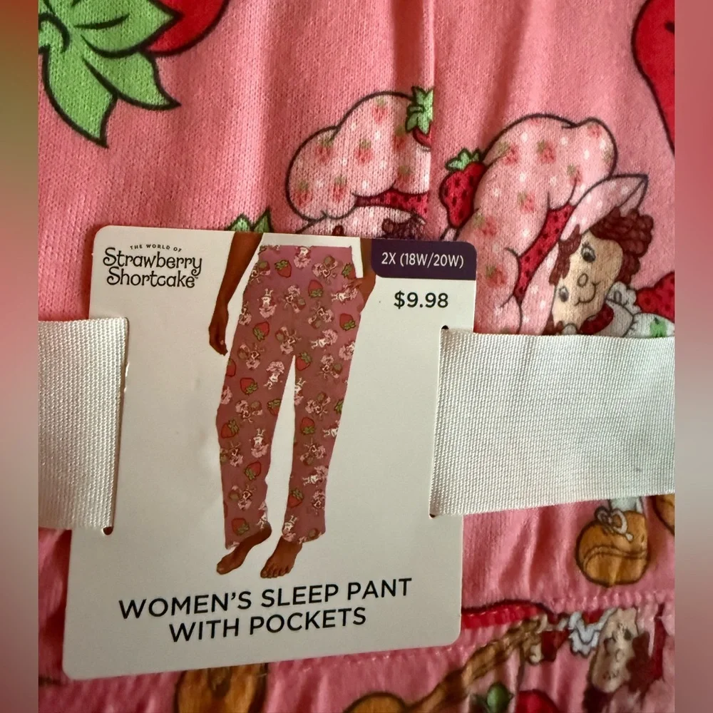 Nwt Women's Pink Strawberry Print Pajama Pants - Picture 2 of 4